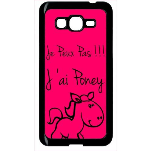 Coque Pour Smartphone - Citation Poney Rose - Compatible Avec Samsung Galaxy Grand Prime - Plastique - Bord Noir