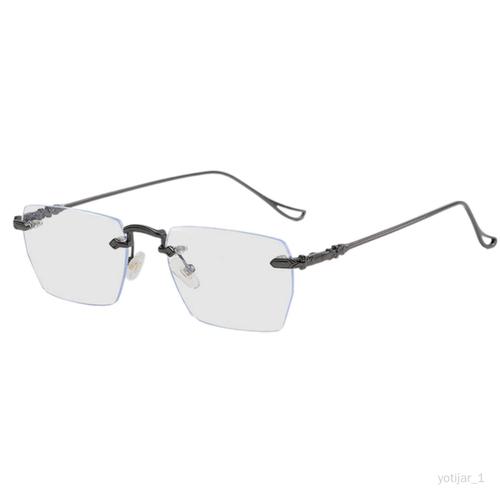 Lunettes De Vue Miroir Plat Lunettes Sans Monture De Mode Pour Ordinateur De Cadre Gris Foncé 