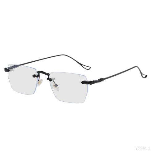 Lunettes De Vue Miroir Plat Lunettes Sans Monture De Mode Pour Ordinateur De Cadre Noir 