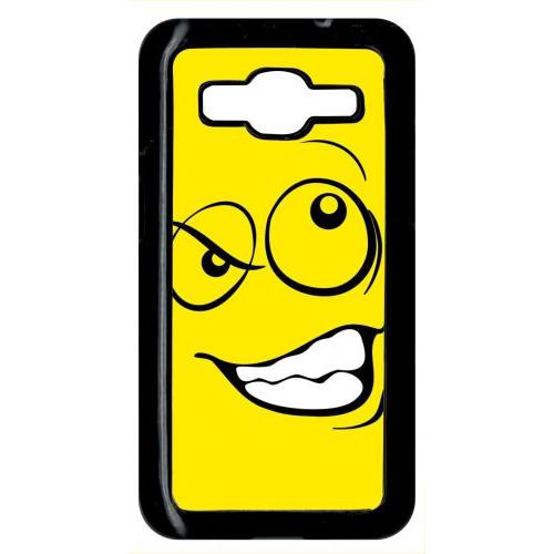 Coque Pour Smartphone - Smiley Énervé Jaune - Compatible Avec Samsung Galaxy Core Prime - Plastique - Bord Noir