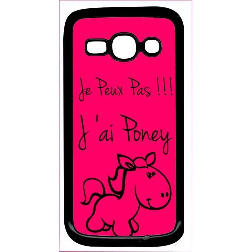 Coque Pour Smartphone - Citation Poney Rose - Compatible Avec Samsung Galaxy Ace 3 - Plastique - Bord Noir