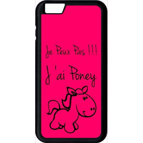 Coque Pour Smartphone - Citation Poney Rose - Compatible Avec Apple Iphone 6 Plus - Plastique - Bord Noir