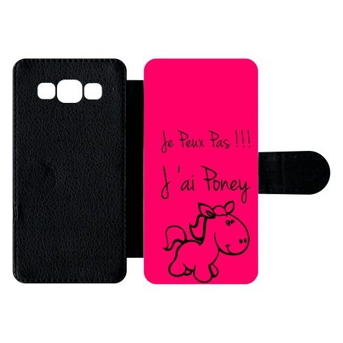 Etui À Rabat Galaxy A5 (2015) - Citation Poney Rose - Simili-Cuir - Noir
