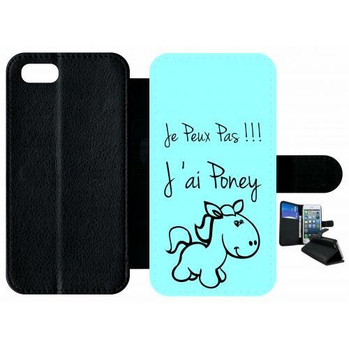 Etui À Rabat Apple Iphone 7 Citation Poney Turquoise