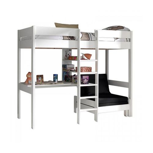Vipack Pino Lit Mezzanine Blanc Avec Fauteuil