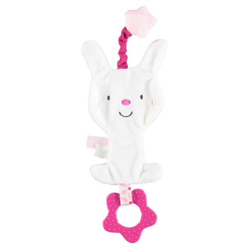 Doudou Lapin Blanc Et Rose Orchestra Premaman Plat Anneau Dentition  Jouet Eveil Bebe  