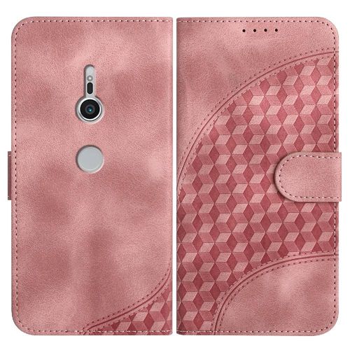 Étui Pour Sony Xperia Xz2 Flip Business Étui En Cuir Antichoc Titulaire De La Carte Magnétique Couverture En Cuir Pu Motif Géométrique - Couleur Rose