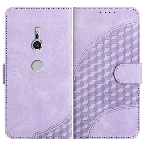 Étui Pour Sony Xperia Xz2 Flip Business Étui En Cuir Antichoc Titulaire De La Carte Magnétique Couverture En Cuir Pu Motif Géométrique - Violet