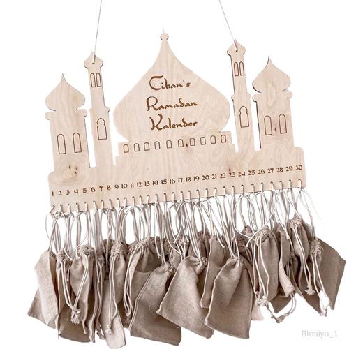 Calendrier de l' du Ramadan avec poche en tissu, décoration Eid Mubarak