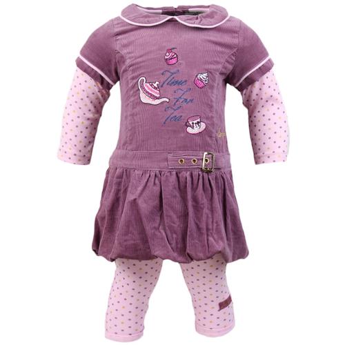 Ensemble Bebe 2 Pieces Lee Cooper Pantalon + Robe En Velours Mauve