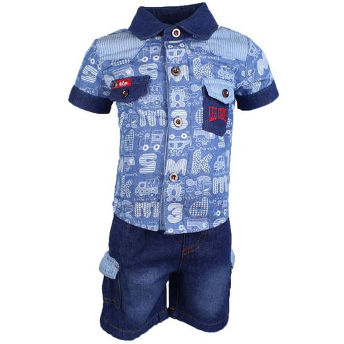 Ensemble Bebe Lee Cooper Pantalon Jeans + Debardeur + Chemise Bleu Clair