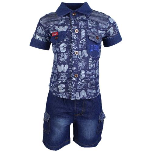 Ensemble Bebe Lee Cooper Pantalon Jeans + Debardeur + Chemise Bleu Fonce