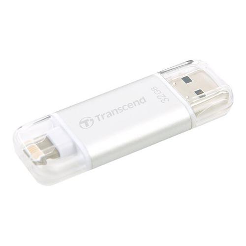 Transcend JetDrive Go 300 - Clé USB - 32 Go - USB 3.0 / Lightning - argent