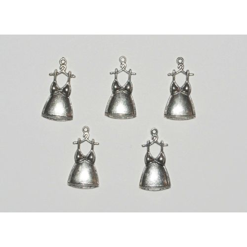 Lot De 5 Breloques En Métal Argenté : Robes Nuisettes