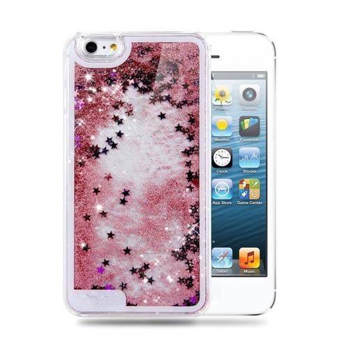 Hq-Cloud Coque Rigide+Border Souple En Silicone Avec Liquides Sable Mouvant Étoiles Paillettes Pour Apple Iphone 6 / 6s Couleur Rose