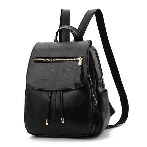 Sac à dos Mini sac à dos en cuir PU pour femme, sac à bandoulière, sac à main (noir), doux, confortable et durable