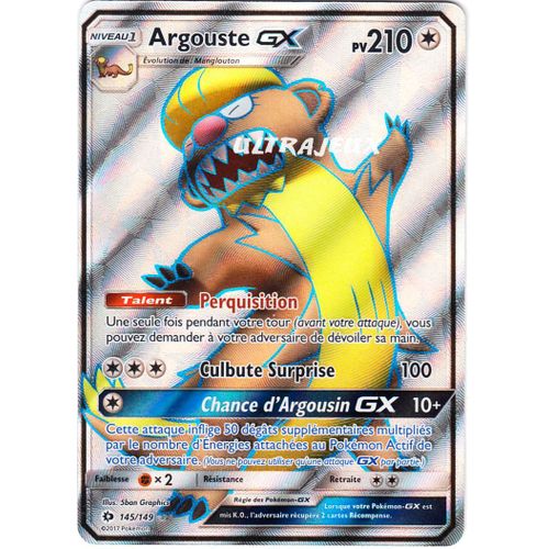 Pokémon - 145/149 - Sl1 - Soleil Et Lune - Argouste Gx - Full Art