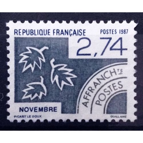 France - Préoblitéré Mois De L'année - Novembre 2,74 (Superbe N° 196) Obl - Année 1987 - N11875