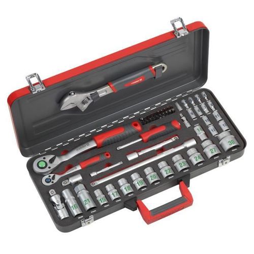 MEISTER Coffret a clés et douilles 1/4" + 1/2" 56 pieces