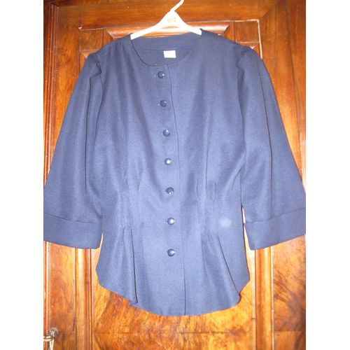 Veste La Redoute Courte Style Redingote T. 38 Bleu Marine