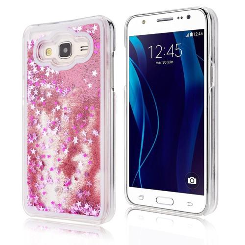 Hq-Cloud® Coque Rigide+Border Souple En Silicone , Avec Liquides Sable Mouvant Étoiles Paillettes Pour Samsung ,Galaxy J7 (2016) J710f Couleur Rose