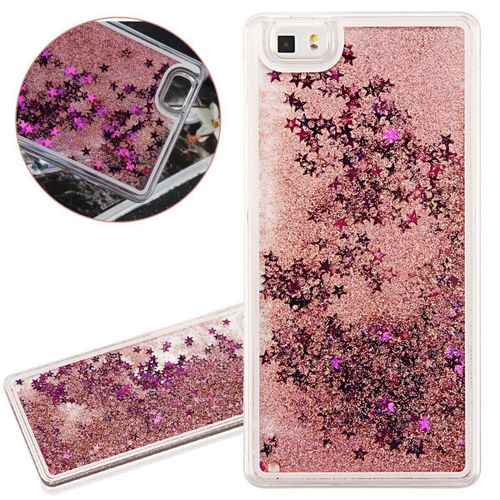 Hq-Cloud Coque Rigide+Border Souple En Silicone  Avec Liquides Sable Mouvant Étoiles Paillettes Pour Huawei P8 Couleur Rose