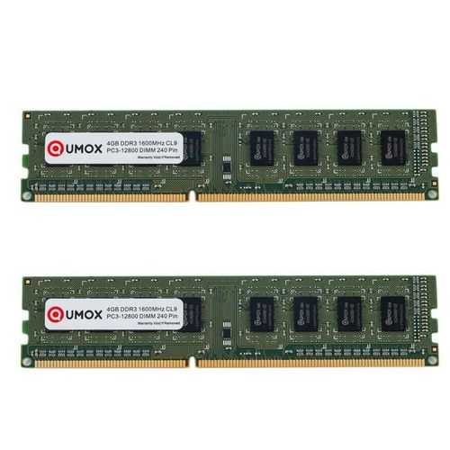 QUMOX mémoire 8Go (2x 4Go) DDR3 1600 PC3-12800 PC-12800 1600MHz - 240 broches - DIMM mémoire RAM XMP CL9