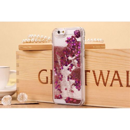 Coque Case Liquide Iphone 5c Rose Pink Pailettes Etoiles Bling Diamond