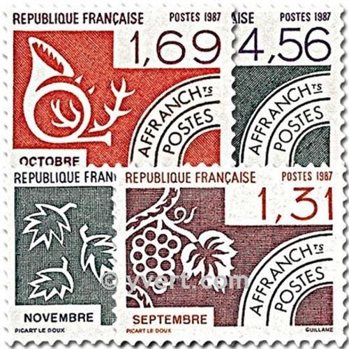 Les Mois De L'année (3) Série Complète Année 1987 Timbres Préoblitérés N° 194 195 196 197 Yvert Et Tellier Luxe