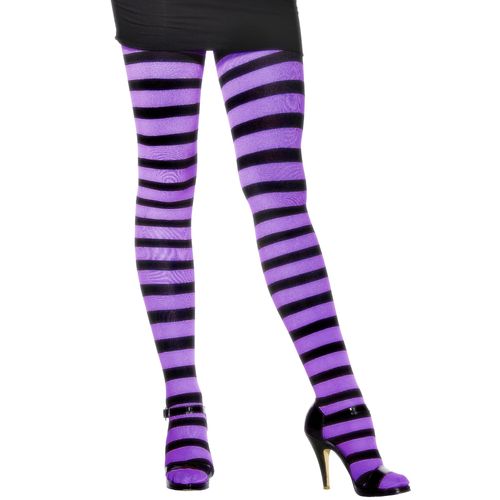 Collants Rayés Violet Et Noir Femme M / L