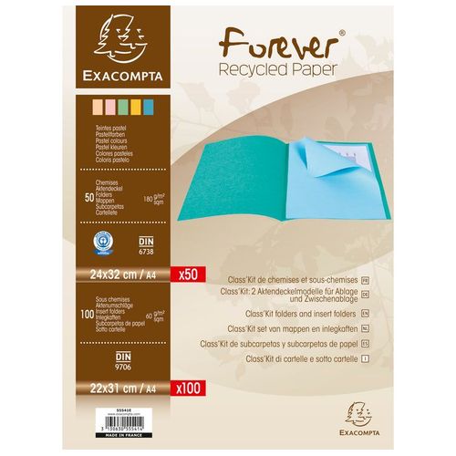Exacompta Lot De 50 Chemises 180g Et 100 Sous-Chemises 60g Coloris Assortis