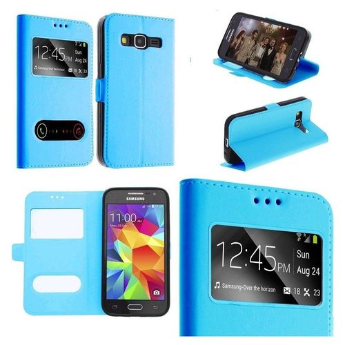 Etui Housse Coque Pochette View Case Bleu Turquoise Pour Samsung Galaxy A3 2017