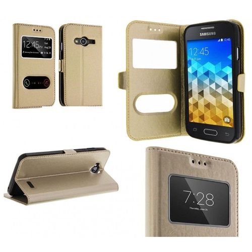 Etui Housse Coque Pochette View Case Or Gold Doré Pour Samsung Galaxy A3 2017