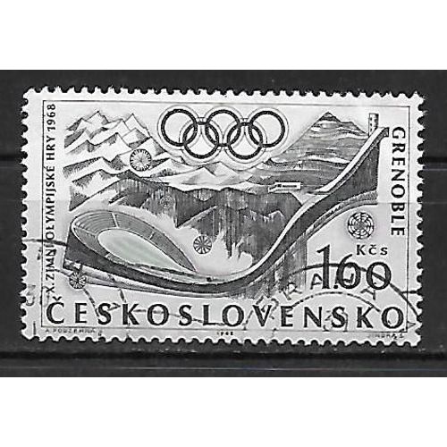 Tchecoslovaquie 1968 : 10è Jeux Olympiques D'hiver, À Grenoble : Tremplin - Timbre Oblitéré