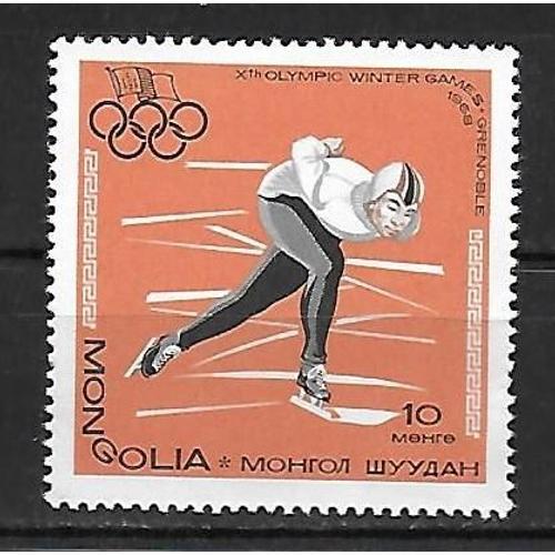 Mongolie 1968 : 10è Jeux Olympiques D'hiver, À Grenoble : Patinage De Vitesse - Timbre Neuf **