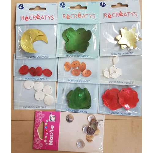 Lots De Sachets De Sequins Et Boutons De Nacre