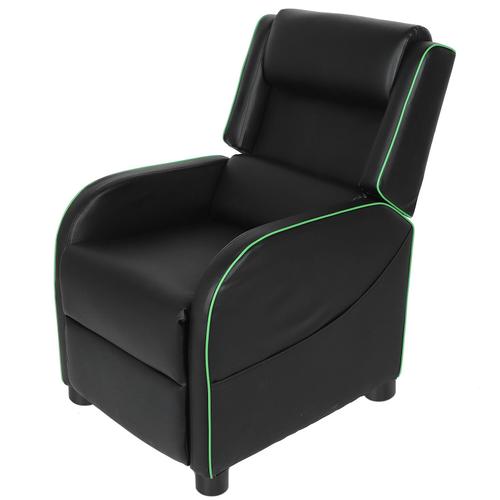 Canapé Simple Inclinable En Cuir Pu, SièGe De CinéMa Maison Avec Repose-Pieds RéGlable, Dossier Vert