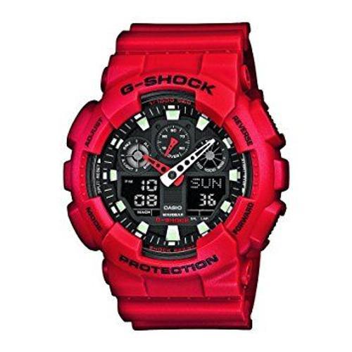 Casio Montre Rouge Analogique - Digital Hommes G-Shock Ga-100b-4aer