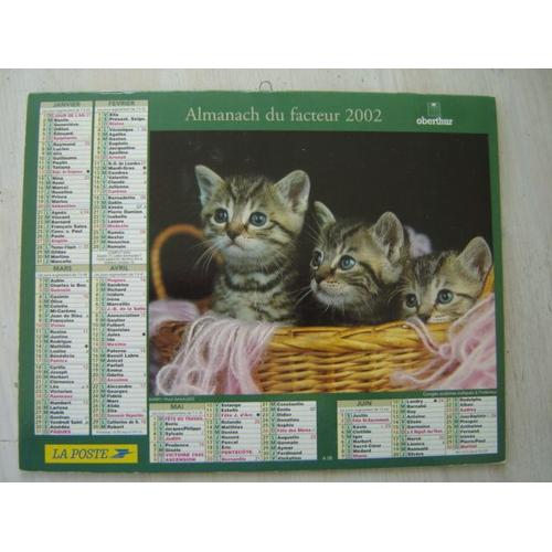 Almanach/Calendrier Facteur 2002 " Chats /Chatons " Editions Oberthur /La Poste