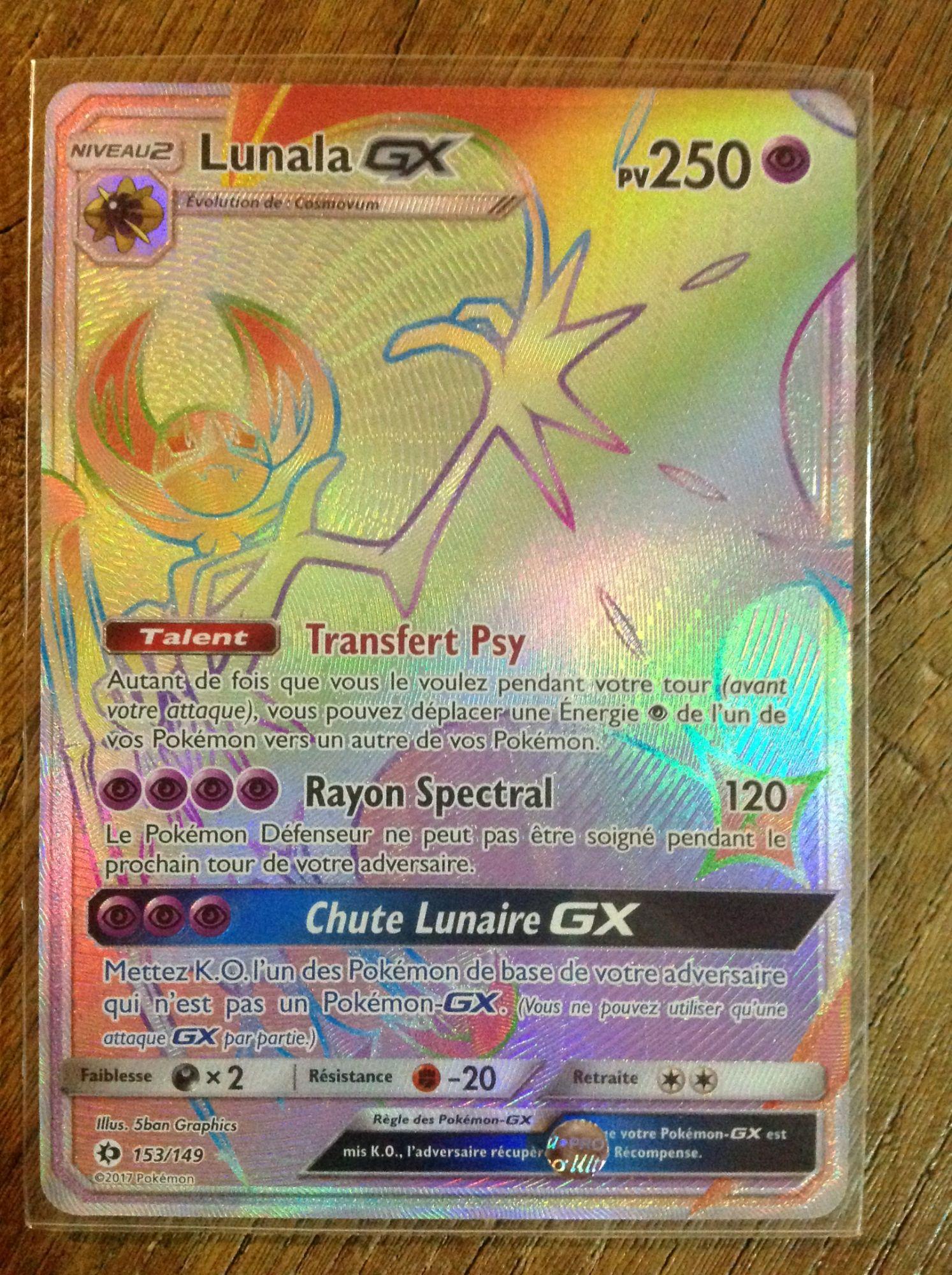 Lunala GX Holo secret SM Base Set 153/149 custom Proxy 