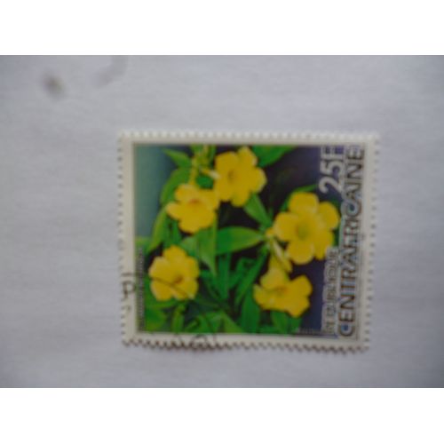 Timbre République Centrafricaine 1986 :Allamanda Nemifolia.