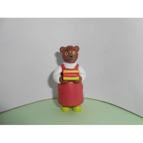 Figurine Daniele Bour - 2003 - Maman Ours Brun Portant Des Livres 
