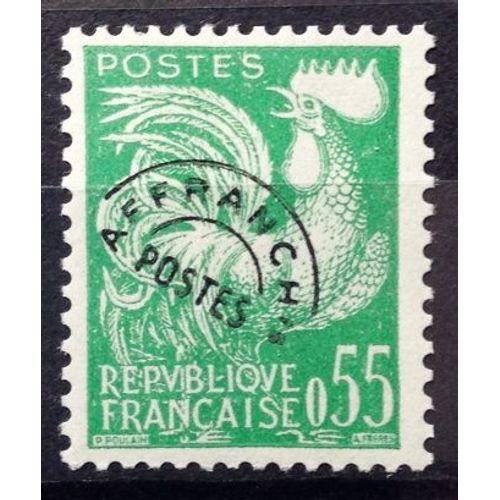 France - Préoblitéré Coq 0,55 Vert-Jaune (Magnifique N° 122) Neuf* - Cote 35,00€ - Année 1960 - N15028