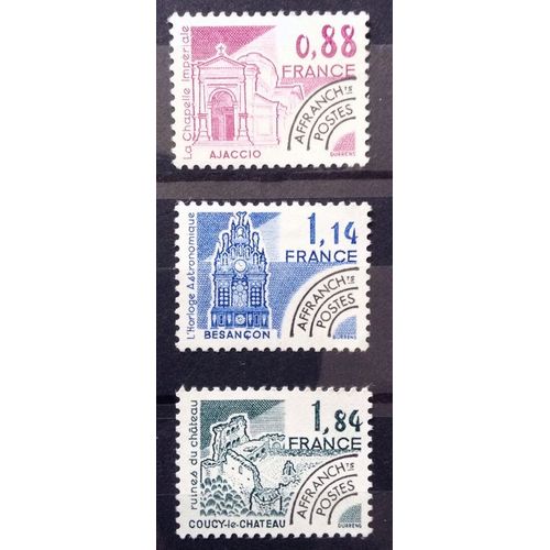 France - Préoblitérés Monuments Historiques - Ajaccio 0,88 (N° 170) + Besançon 1,14 (N° 171) + Coucy-Le-Château 1,84 (N° 172) Neufs* - Année 1981 - N15035