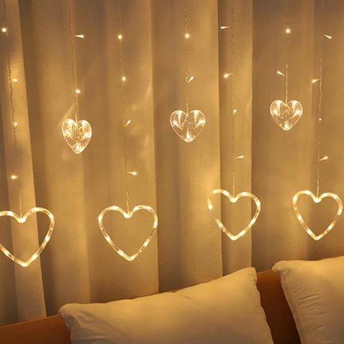 110v Forme De C?Ur Rideau Lumire Led Lumire String Ins Dcoration De Lumire De Nol