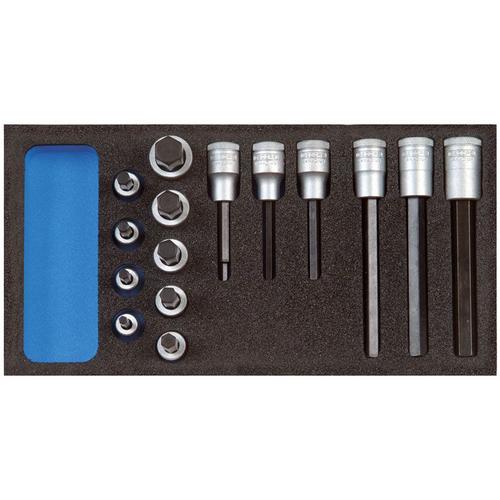 Gedore Jeu d'embouts de vissage 1/2" en module d'outils mousse bicolore CT 1/3 - 1500 CT1-IN 19 LKM