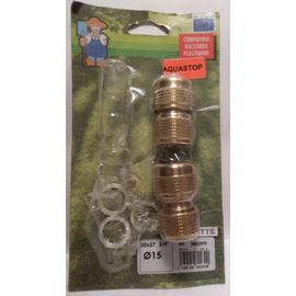 kit arrosage 2 pièces : un raccord aquastop et un raccord automatique Pour tuyau Ø15 mm