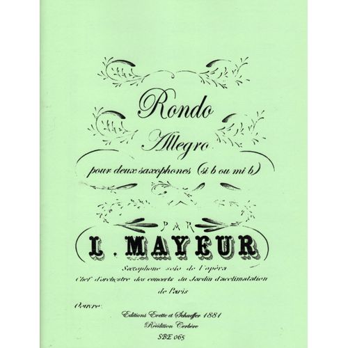 Rondo Allegro De Louis Mayeur Pour 2 Saxophones