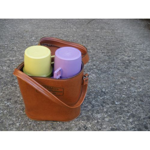 Paire Thermos Vintage Avec Sacoche