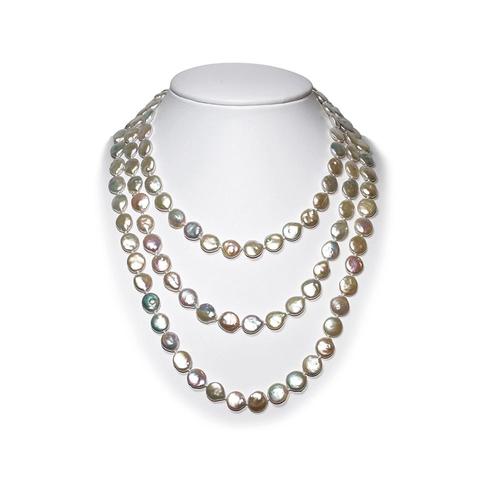 Long Collier Sautoir Femme En Perles De Culture D'eau Douce Plates De 1m63 - Joaillerie Bps 0031 L Unique